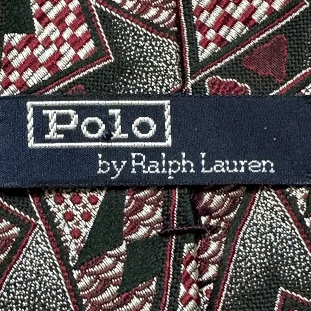 Rare VTG Polo Ralph Lauren Jacquard Woven Silk Tie Hand Made Geometric Abstract
